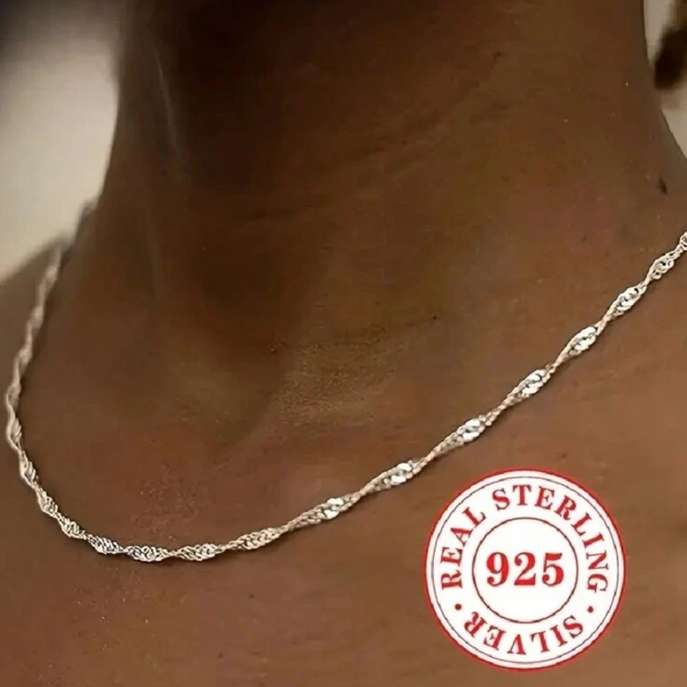 Sterling‎ Silver Plated Twisted Necklace